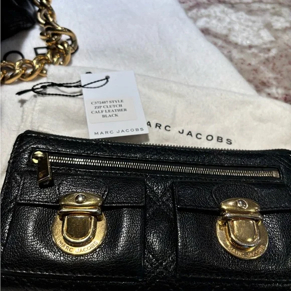 Marc Jacobs Black Quilted Shoulder Bag with matching wallet - Picture 4 of 13